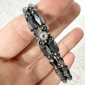 5/$35 Handmade Metallic Magnetic Beaded Bracelet With Magnetic Closure